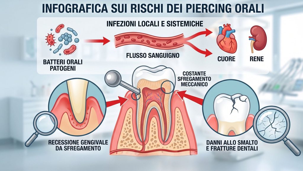 infografica sui rischi del piercing
