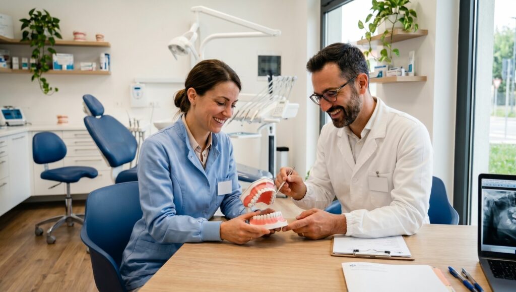 Logopedista e dentista che collaborano