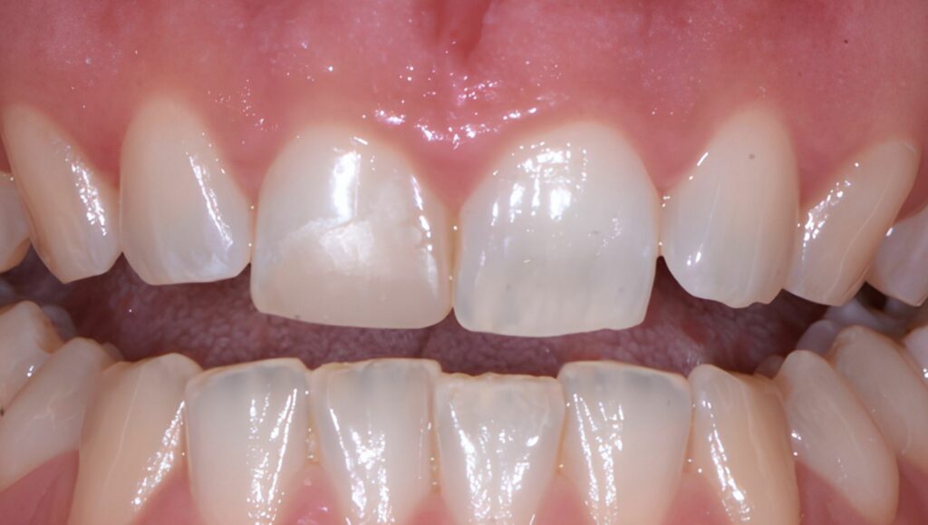 caso clinico di faccette dentali prima del trattamento