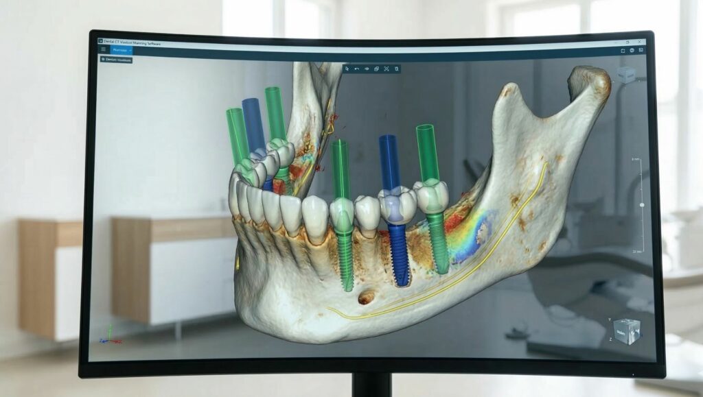 Pianificazione digitale 3D per intervento di implantologia computer guidata