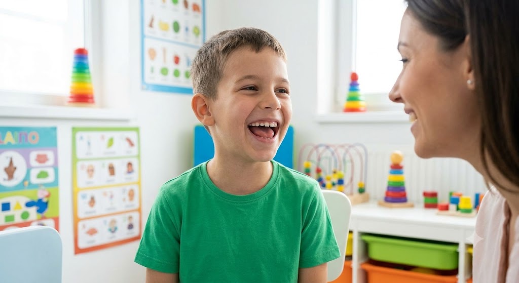 bambino con un evidente diastema tra gli incisivi superiori