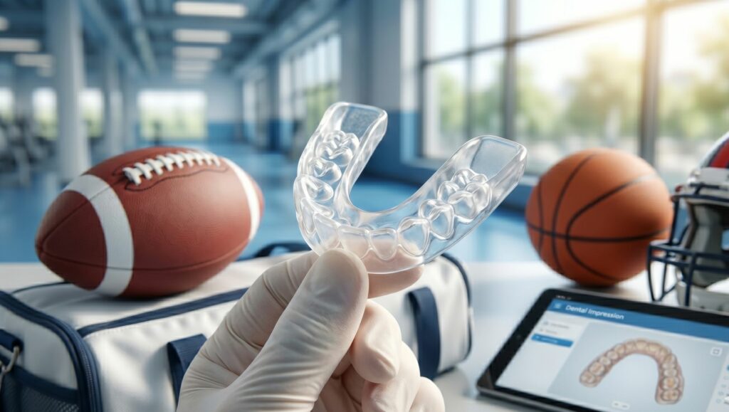 paradenti personalizzato per proteggere la bocca dai traumi sportivi